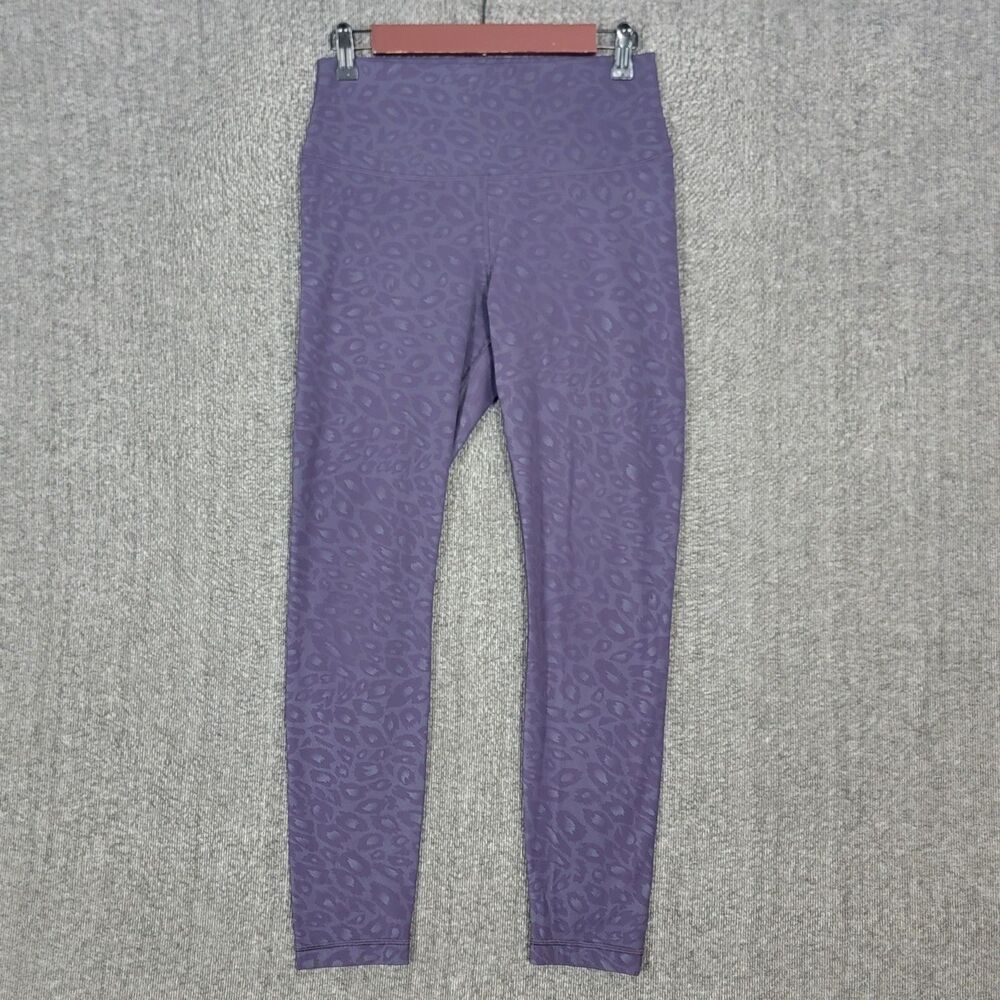 CRZ Yoga Leggings Womens L (12) Purple Animal Print High Waist Ankle Length